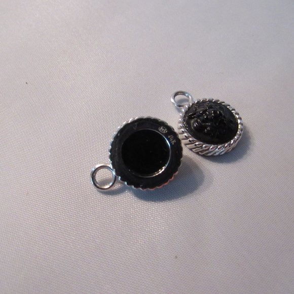 Custom 14K White Gold Black Intaglio Earring Charms - Stunning! - Picture 9 of 16